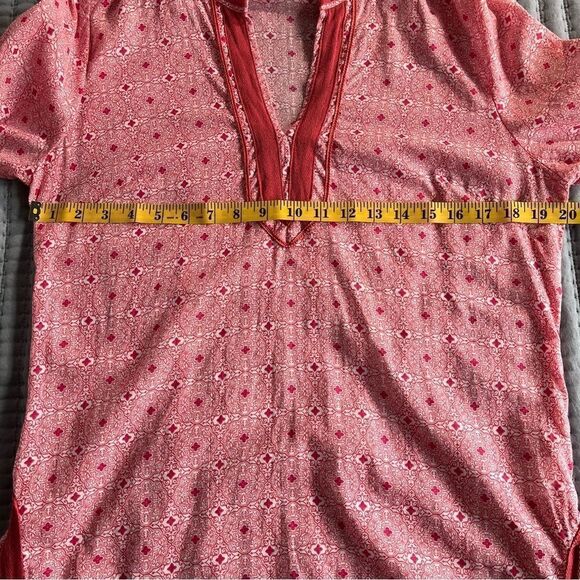Rose & Thyme Long Sleeve Mosaic Peasant Tunic Pink and White Size Large - Picture 5 of 10